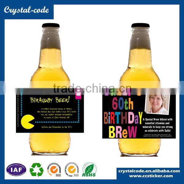 Hot sale custom rolled glossy self adhesive red wine bottle label