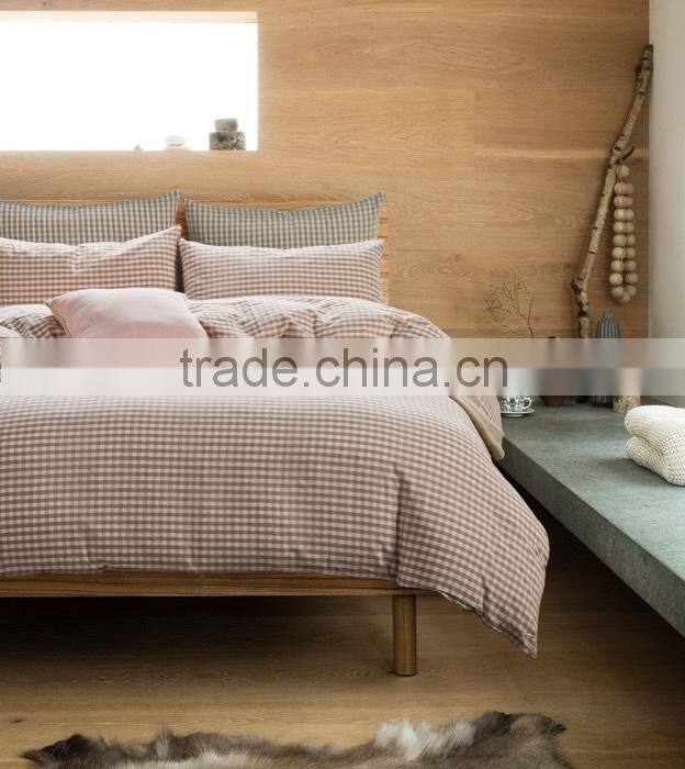 100% Cotton Washed Yarn Dyed Fitted sheet set/plaid design/4pcs/6pcs set