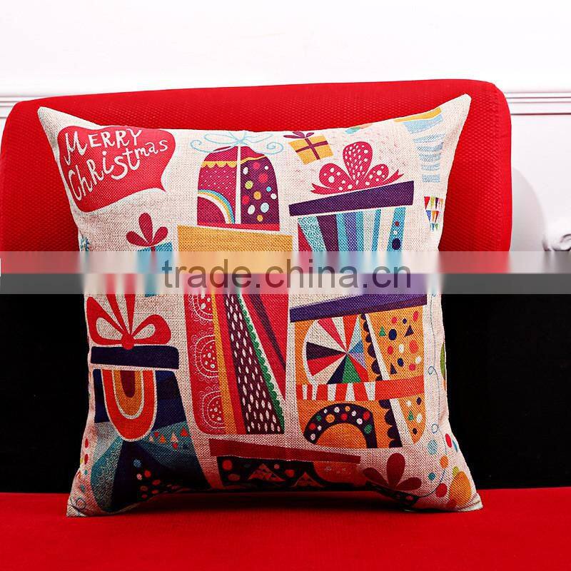 2016 Newest Design Linen Cotton Christmas Gift Cushion Cover Home Decor Bed Sofa Throw Pillow Case 17.8"x17.8"
