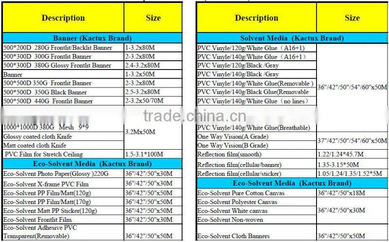 pvc frontlit flex banners/pvc printing materials/digital printing materials