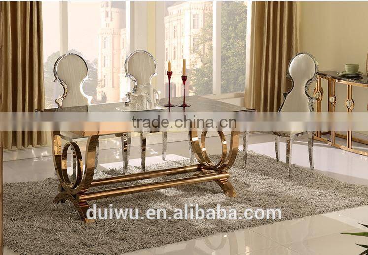 Foshan shunde hotel stainless steel marble round dining table