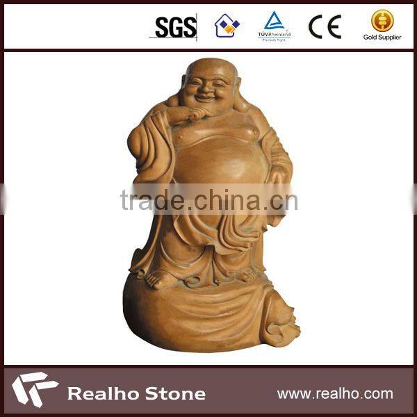 brown traditional chinese brown smiling god stone carving
