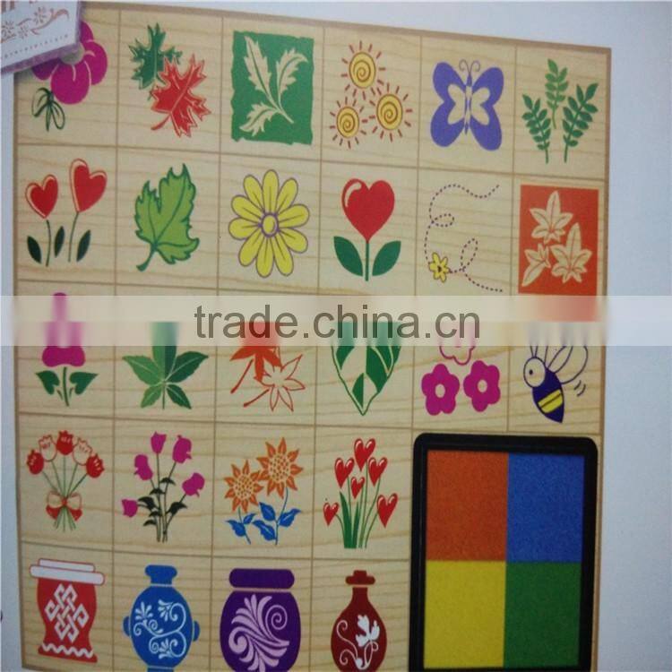 wooden stamp set with ink pad for children