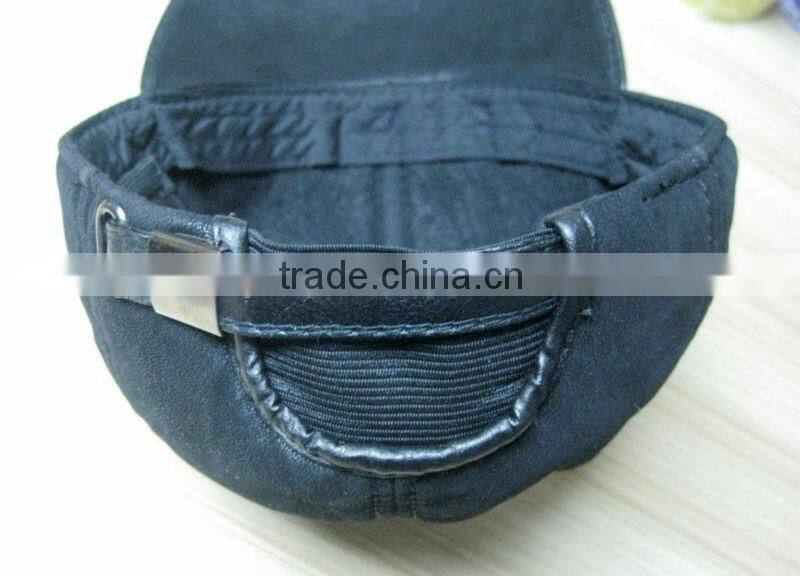 Cool 6 panel winter hat leather baseball cap