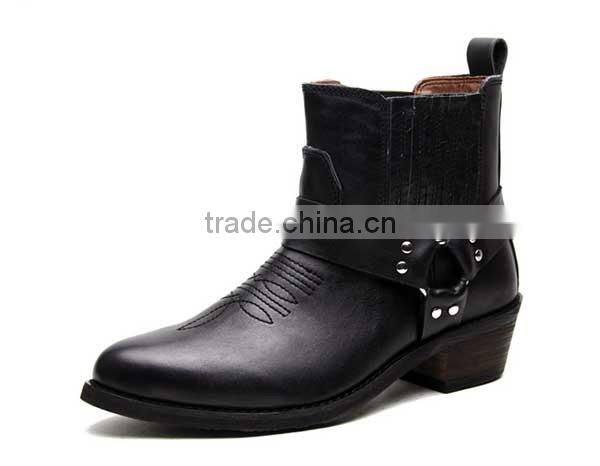 Cowhide leather fashion men and women western ankle boots botas factory