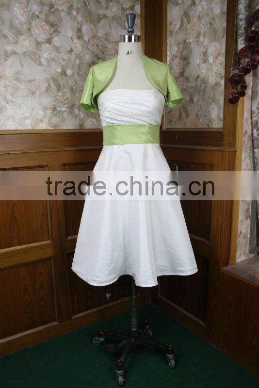 IS-R25 Short white and green organza short dresses for party