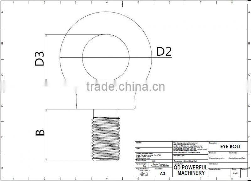 High Quality Drop Forged DIN580 Anchor Eye Bolt m4
