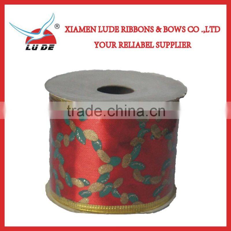 hot sale gold wired edge decorative Christmas ribbon