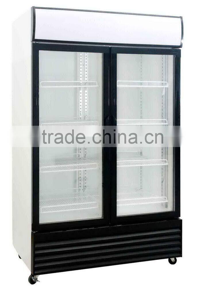2016 New Double-door Beverage Display Fridges with Glass Door Refrigeration Showcase