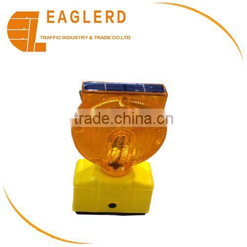 Solar yellow LED warning light for traffic cone