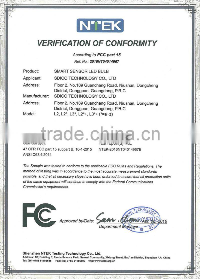 9W motion sensor LED Light Bulb with Light-off notification & Manual override