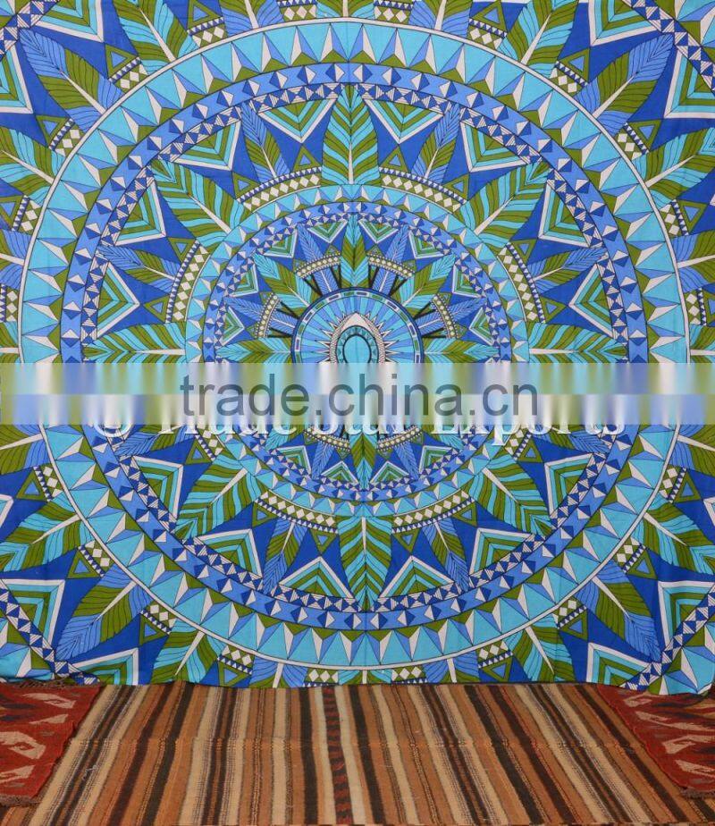 Tribal Mandala Queen Size Ombre Bohemiean Wall Art Hippie Cotton Curtain