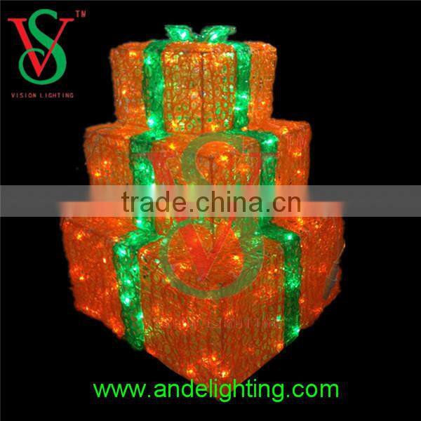 China supplier ABS motif light new sculpture gift box light Christmas ornament