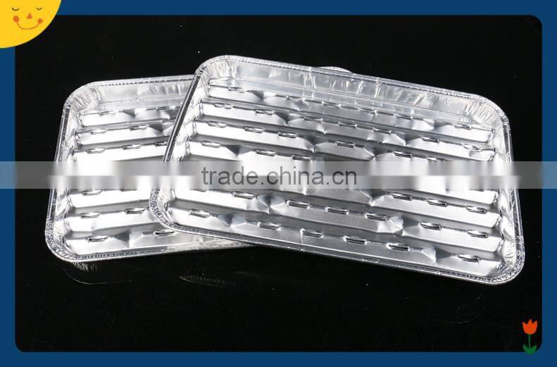 disposable square holed aluminum foil grill with elegant embossed design for newfashioned Korea meat roasting and food bbq