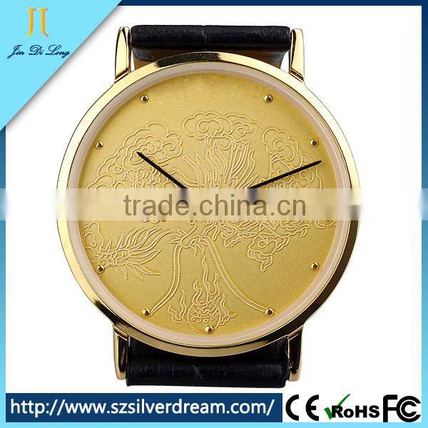 2015 New trend gold quartz couples simple design watch