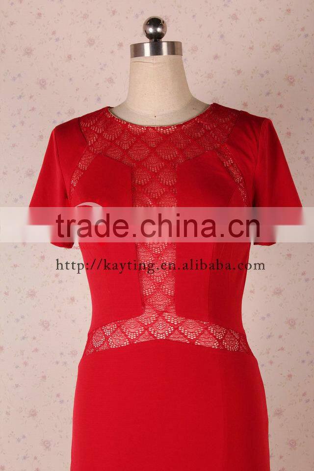 Simple short sleeve spandex cotton mermaid evening long dress