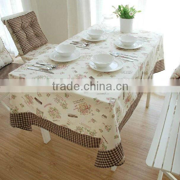 high quality rectangle beautiful printed cotton linen dining table cloth