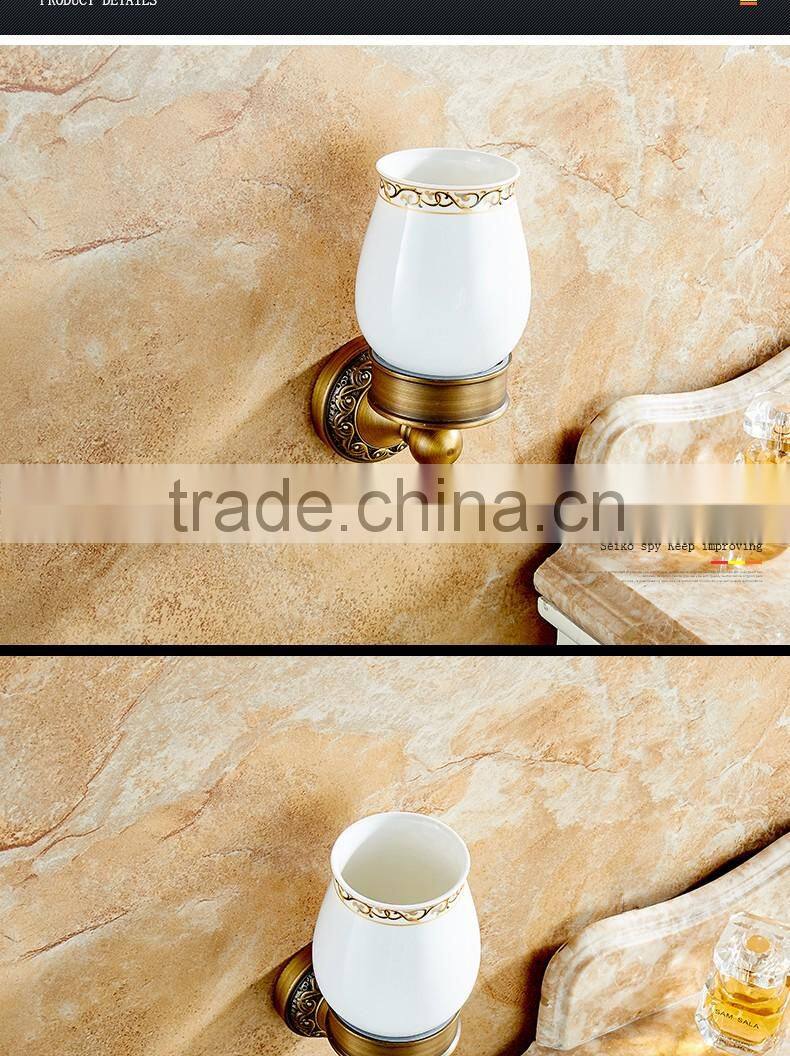 889F hotel use bathroom accessory archaize single cup Carve patterns or designs on woodwork single Tumbler Holder