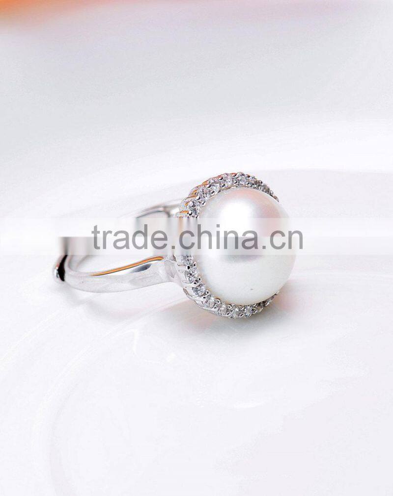 2016 latest 925 silver freshwater pearl ring design