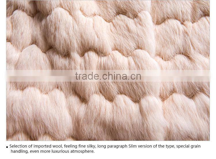 half sleeve winter long rabbit fur coats women made in China
