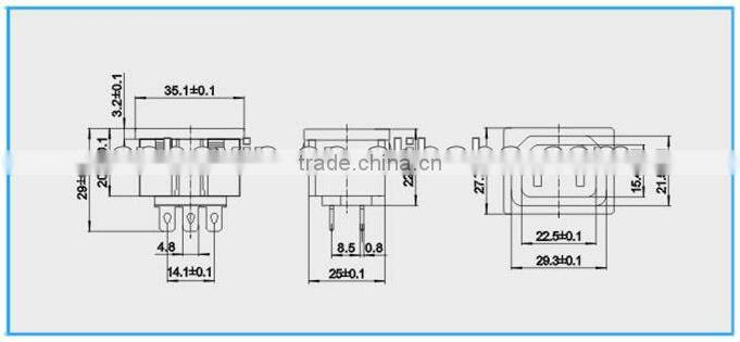 Hot selling 2016 iec 320 power c13 female connector 250V 10A ce rohs