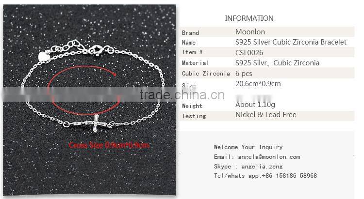 Wholesale 925 sterling silver cubic zirconia bracelets, wholesale jewelry for women manufacturer