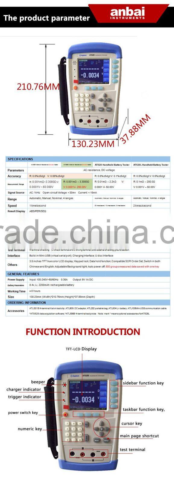 Hot Product AT528 Handheld Battery Tester for UPS Batteries with Mini-USB and Charging Interface