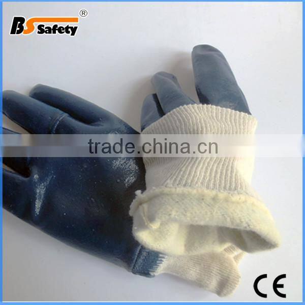 Full Coated Nitrile Dipped Interlock Liner Waterproof Glove with Safety Cuff