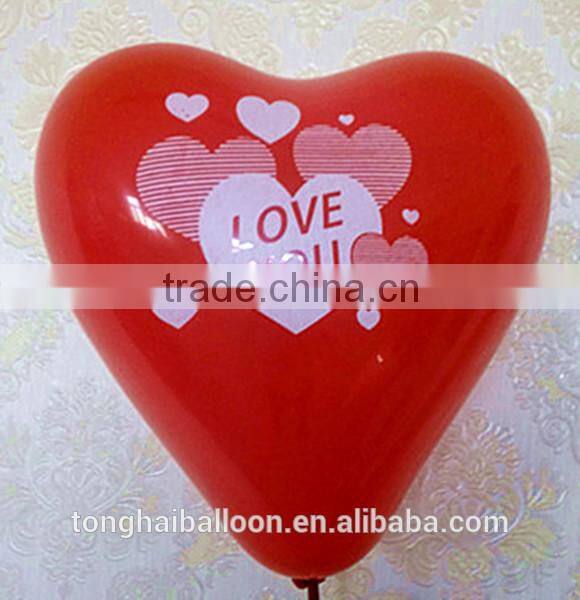 2016 Wholesale printing latex heart balloons
