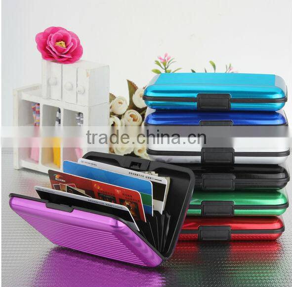Wholesale 9 Colors NEW Deluxe Aluma Wallet Credit Card Holder Anti RFID Scanning Aluminum Case Box