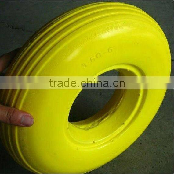 Flat free PU wagon wheel foam wheel 3.50-4/3.00-8/3.50-7