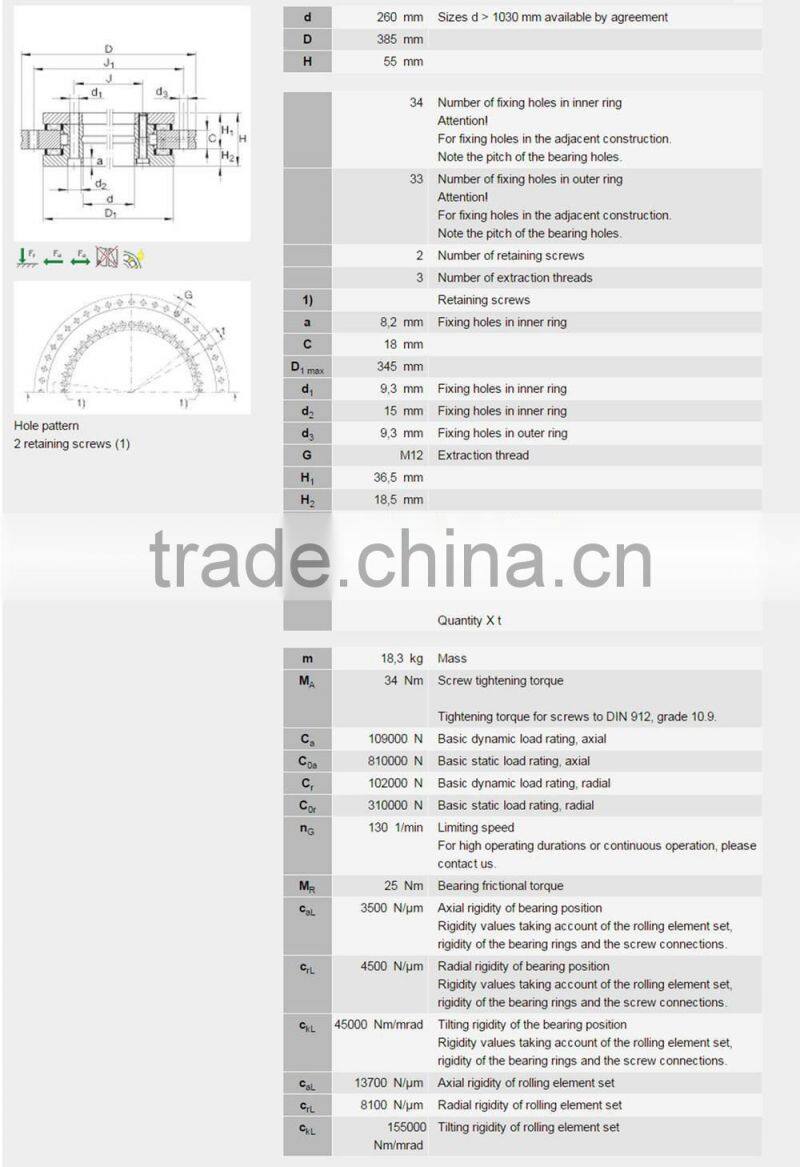 YRT260 high precision Rotary table bearing,The precision grade reach to P4