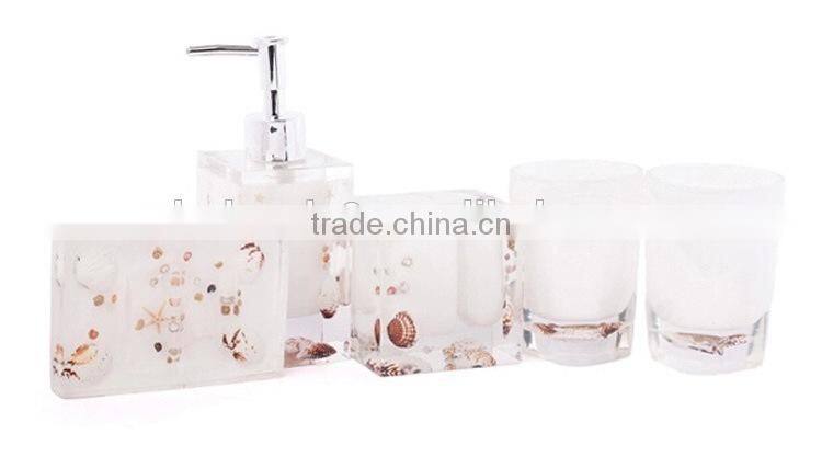 2015 Ocean Series shell Design Resin Bathroom Accessories Set , bathroom accessory set