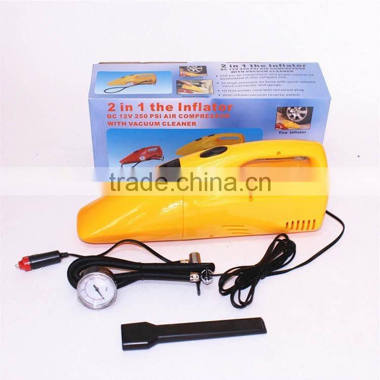 2 in 1 vacuum cleaner car air compressor vacuum cleaner for car tyre inflator air compressor