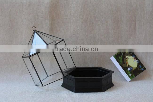 Micro landscape indoor glass greenhouse/ clear glass indoor plant terrarium /Geometric Glass Terrarium
