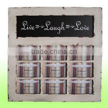 Photo Frame with 9 openings and rustic finishing on surface