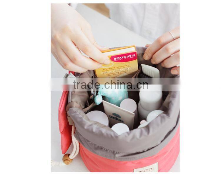 New han edition cylinder large volume waterproof draw string washing digital multifunctional travel to receive cosmetic bag