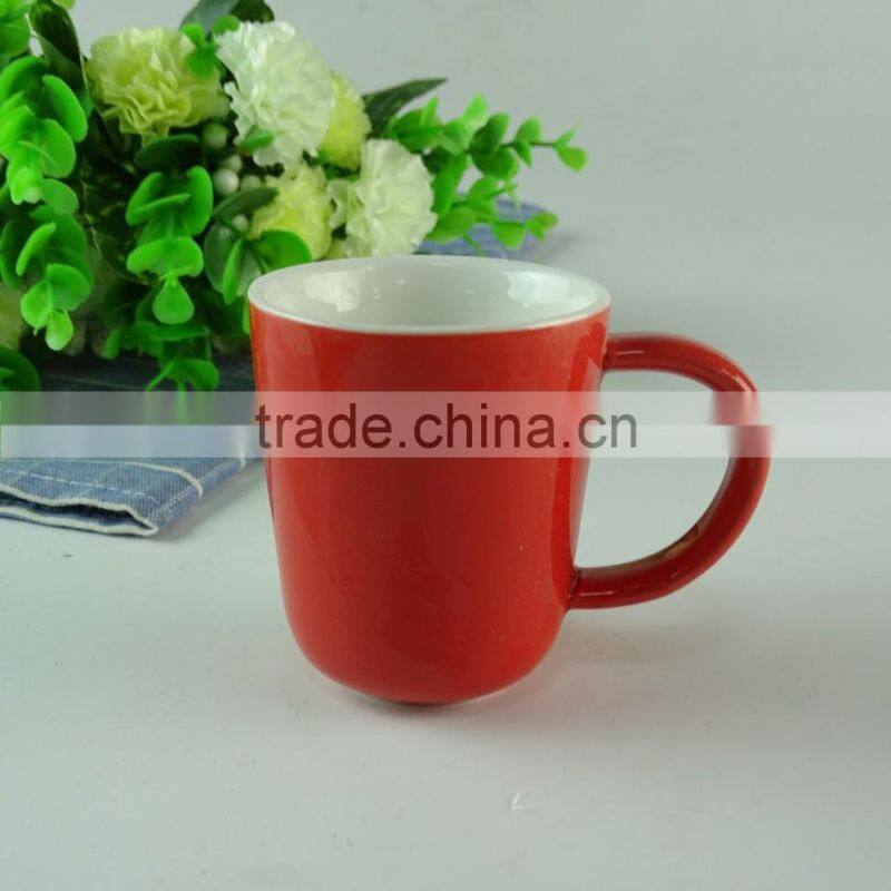 Stocked 80ml colorful glazed ceramic coffee mug/cup , cheap ceramic beer mug with special handle standard for daily use
