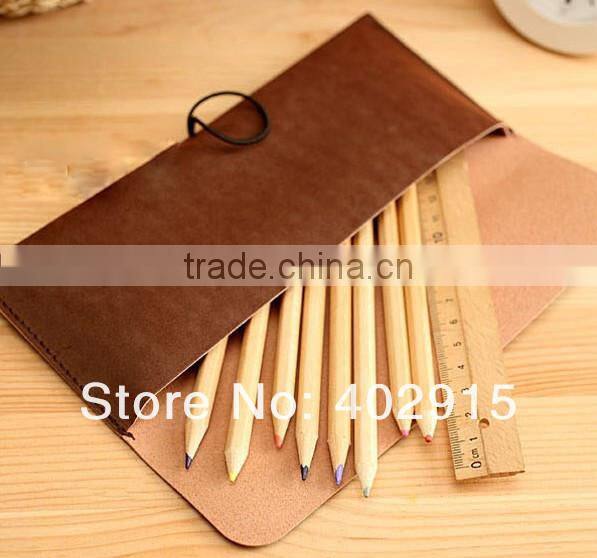Supply Retro tower suede leather pen bag & pen box