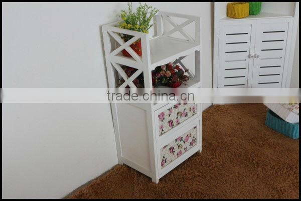 white wooden mini storage cabinet with shelf