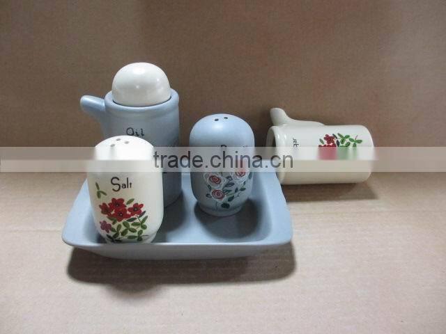 ceramic kitchen oil vinegar salt pepper bottle