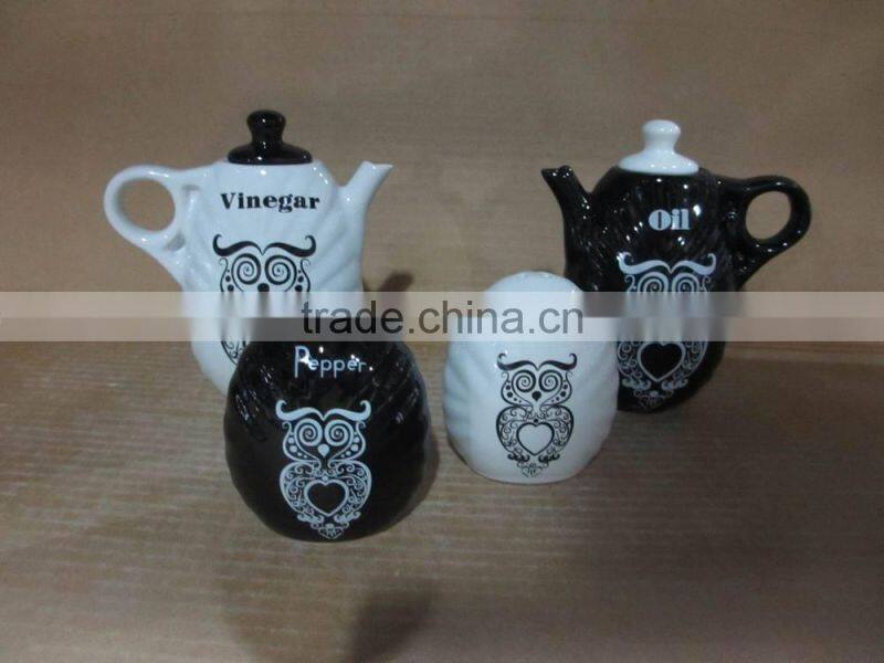 Rectangle Ceramic kitchen oil olive vinegar bottle salt pepper set