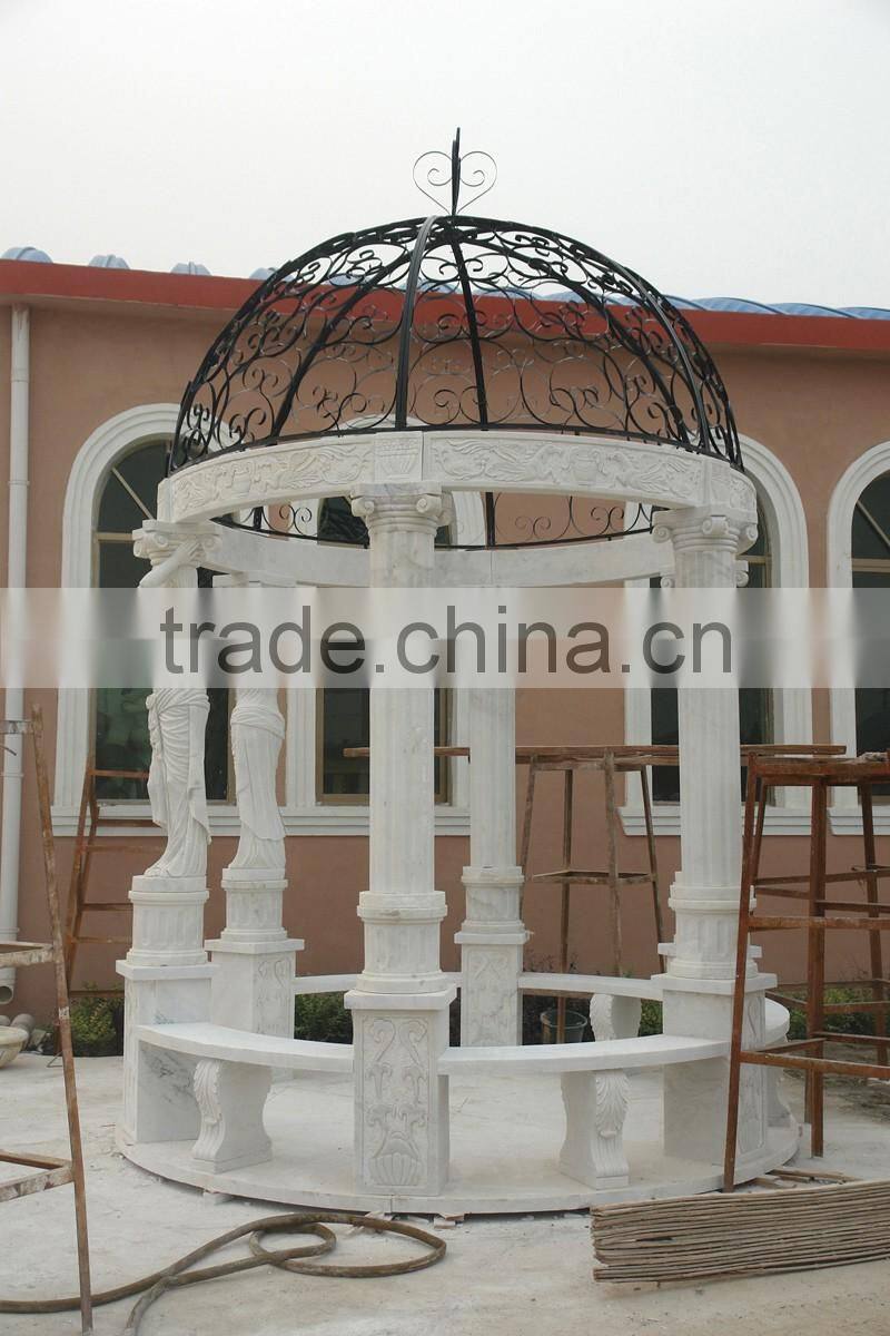 cheap natural stone white used marble garden gazebo for sale