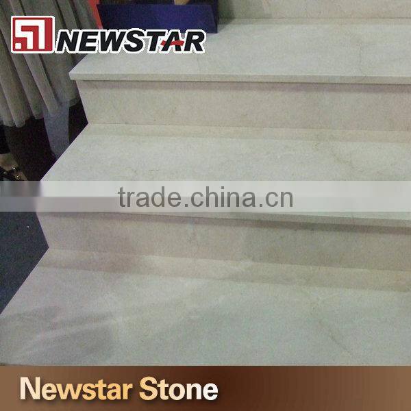 Polished beige marble staircase creme marfile staircase steps
