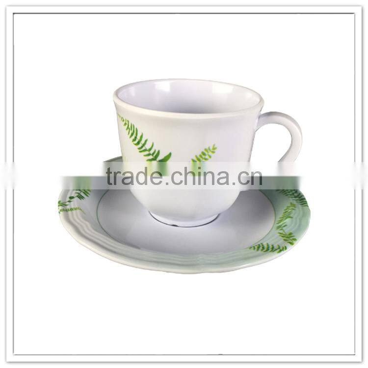 Good quality unbreakable durable China elegant printed melamine tea cups and saucers cheap