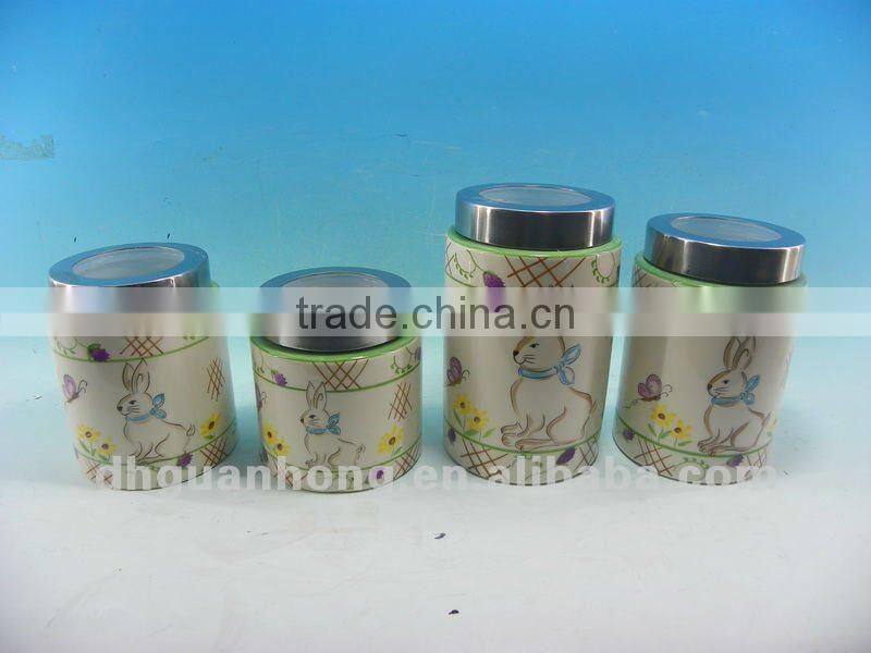2014 Hot sale USA 4pcs ceramic can with screw lid
