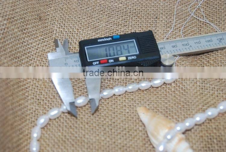 7-10 mm white rice shape freshwater pearl strand