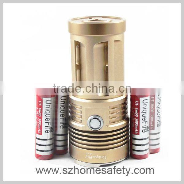 Shenzhen UniqueFire Cree XM-L T6 Golden Emergency and Outdoor LED Flashlight (4X18650)