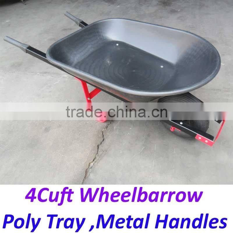 America 4Cuft Poly Tray Metal Handles Wheelbarrow for Gardenning