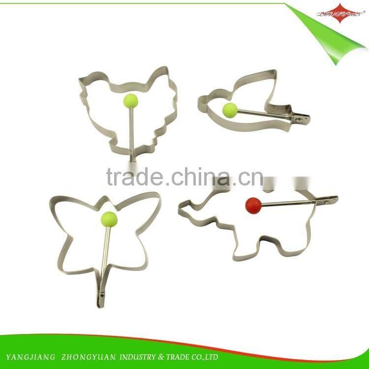 ZY-F140 4pcs high quality stainless steel fried egg molds egg ring set stainless steel egg mold with pp ball handle